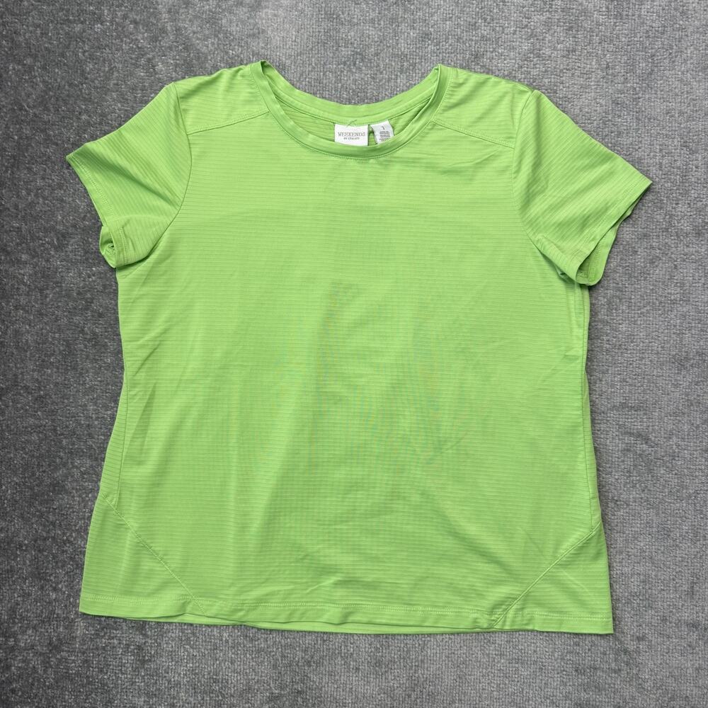 Weekends by Chico's Shirt Womens 1 (Medium) Stretch Performance Short Sleeve Top